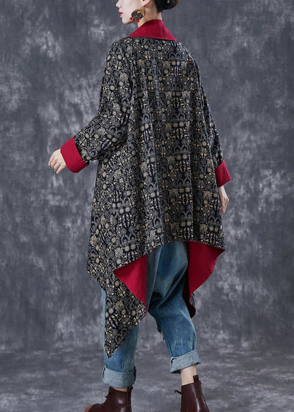 Mulberry Print Cotton Trench Asymmetrical Wear On Both Sides Fall Ada Fashion