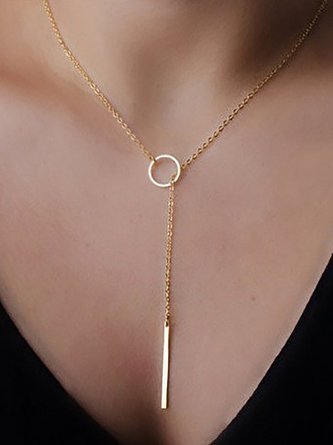 Womens Simple Alloy Ring Necklace QAR75