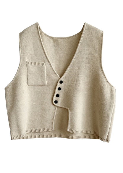 Gilet en tricot de coton à boutons asymétriques sans manches AH249