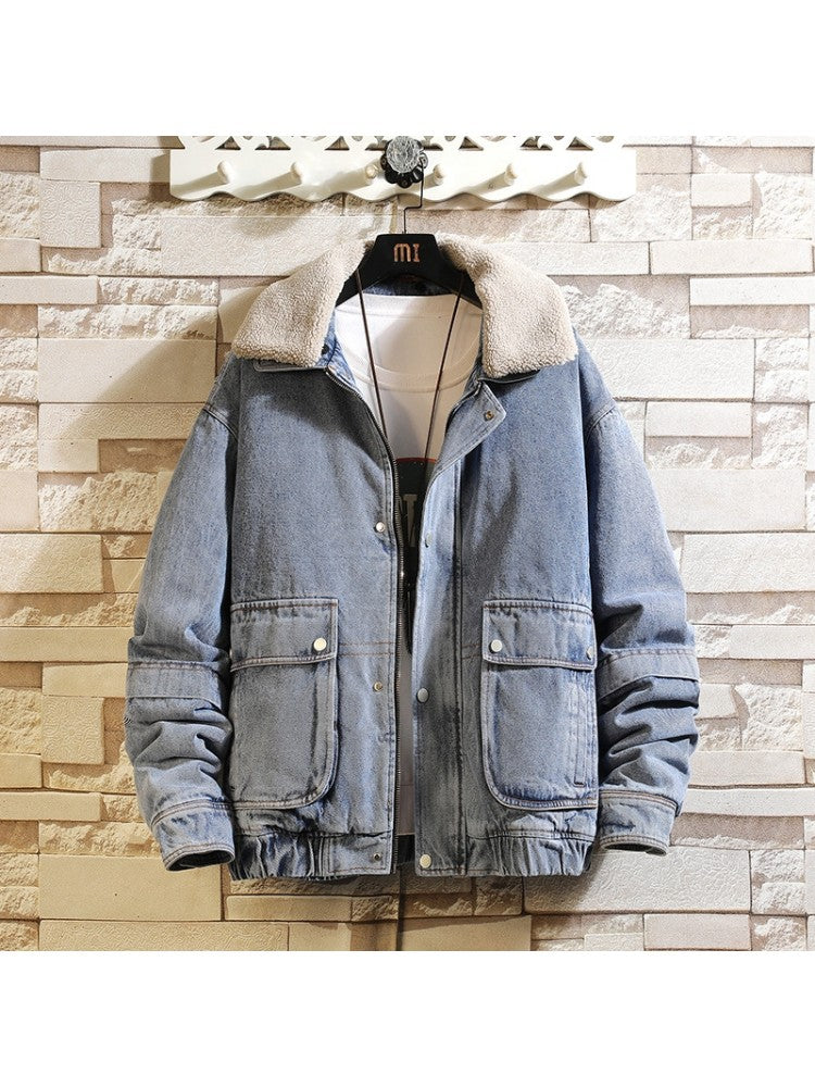 Winter Pure Color Versatile Men's Denim Jacket WW130