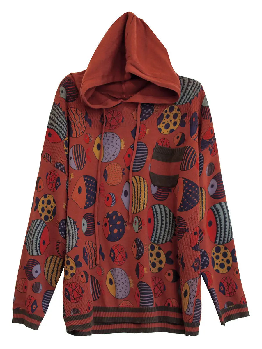 Plus Size Autumn Vintage Cartoon Print Women Hoodies Ada Fashion