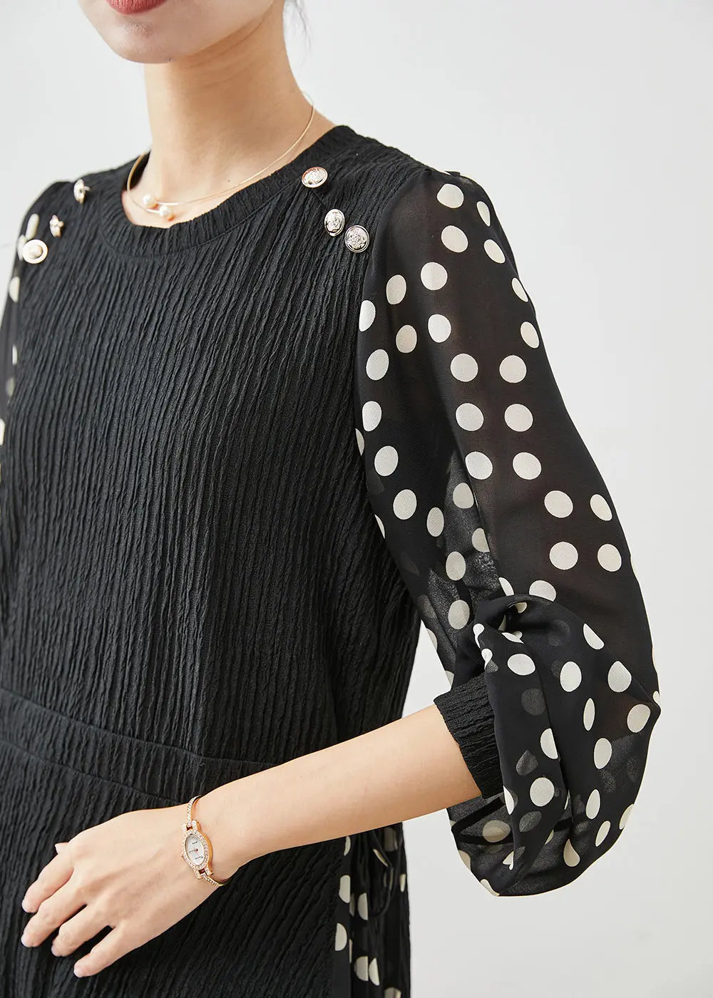 Plus Size Black Cinched Patchwork Fake Two Piece Shirt Top Fall Ada Fashion
