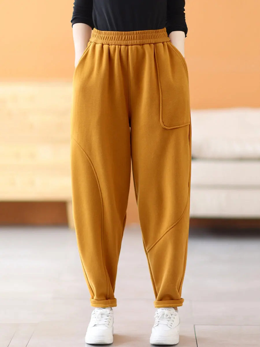 Plus Size Women Casual Winter Fleece-lined Harem Pants Ada Fashion