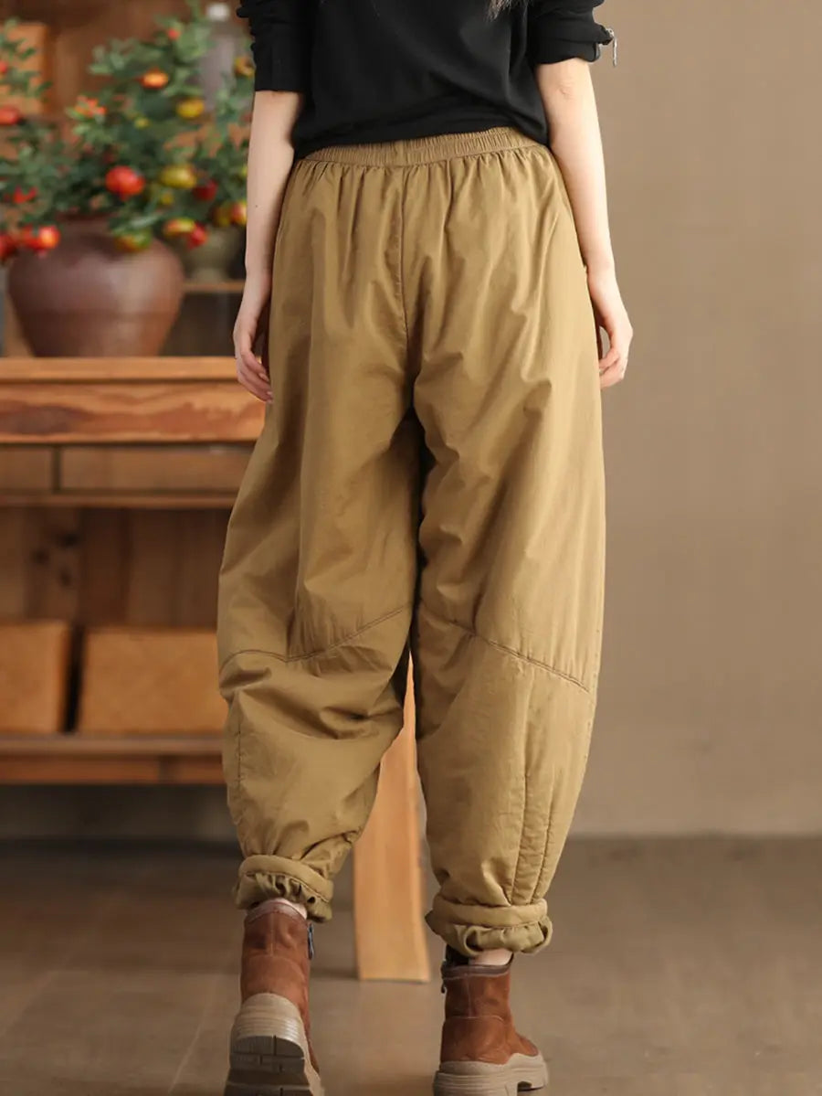 Plus Size Women Vintage Solid Spliced Padded Harem Pants Ada Fashion