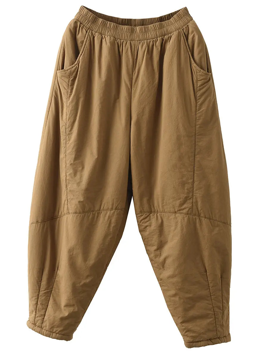Plus Size Women Vintage Solid Spliced Padded Harem Pants Ada Fashion