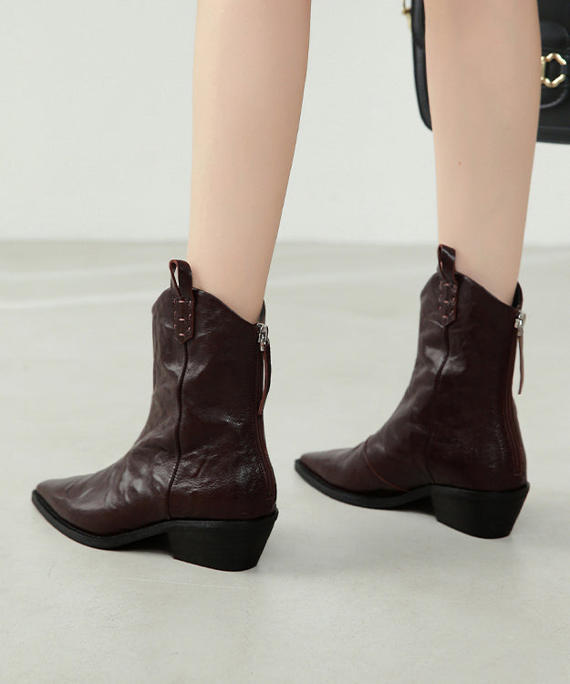 Italian Chunky Boots Coffee Sheepskin