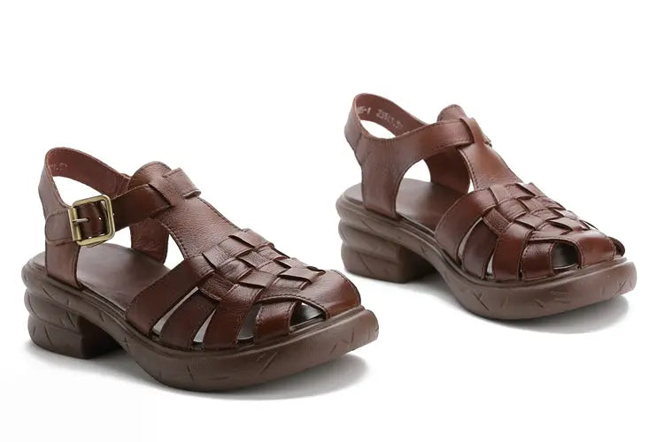 Retro Leather Strappy Fisherman Sandals Ada Fashion