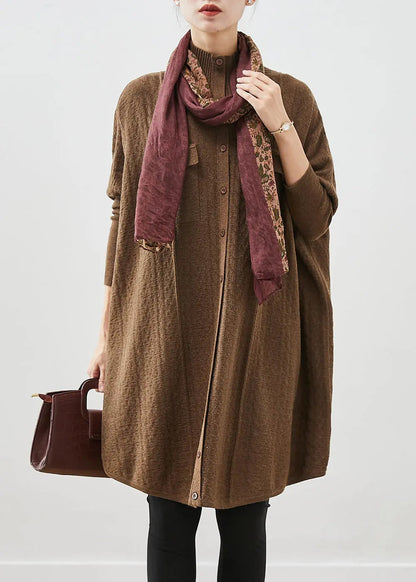 Style Coffee High Neck Oversized Knit Dress Fall Ada Fashion