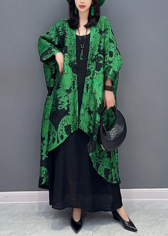 Stylish Green Asymmetrical Jacquard Patchwork Cotton Cardigans Summer Ada Fashion