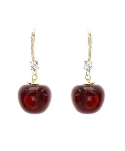 Stylish Mulberry Sterling Silver Crystal Zircon Cherry Drop Earrings Ada Fashion