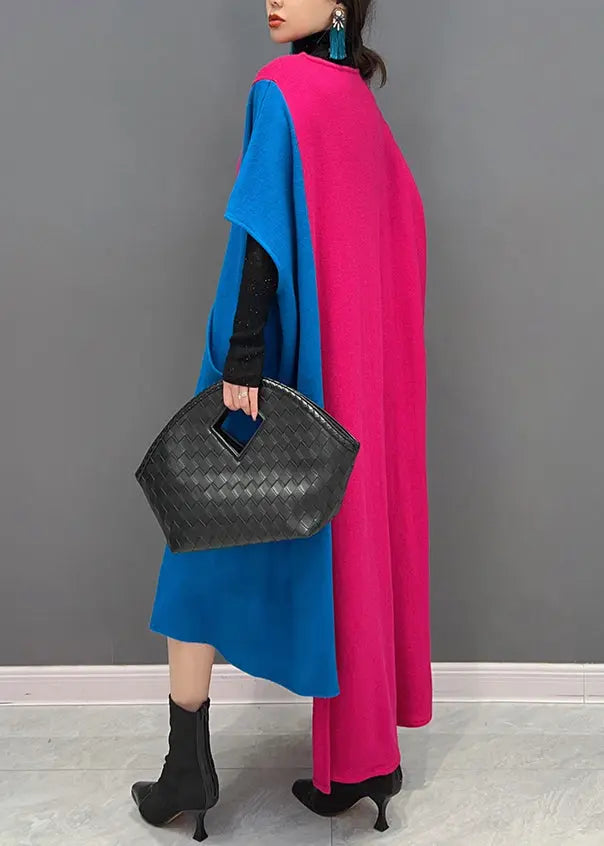 Unique Colorblock Asymmetrical Patchwork Cotton Dresses Fall Ada Fashion