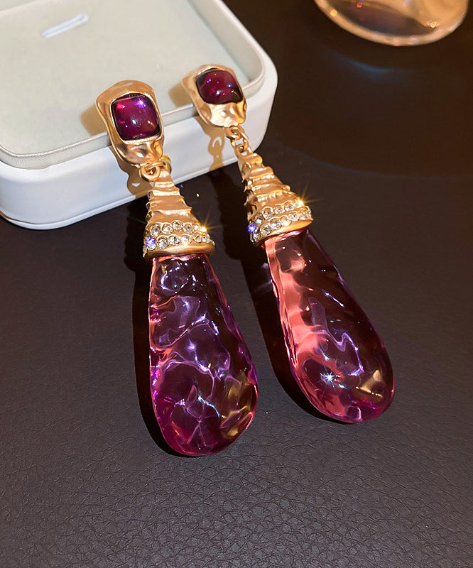 Unique Purple Alloy Zircon Resin Watch Drip Drop Earrings LY9174 Ada Fashion