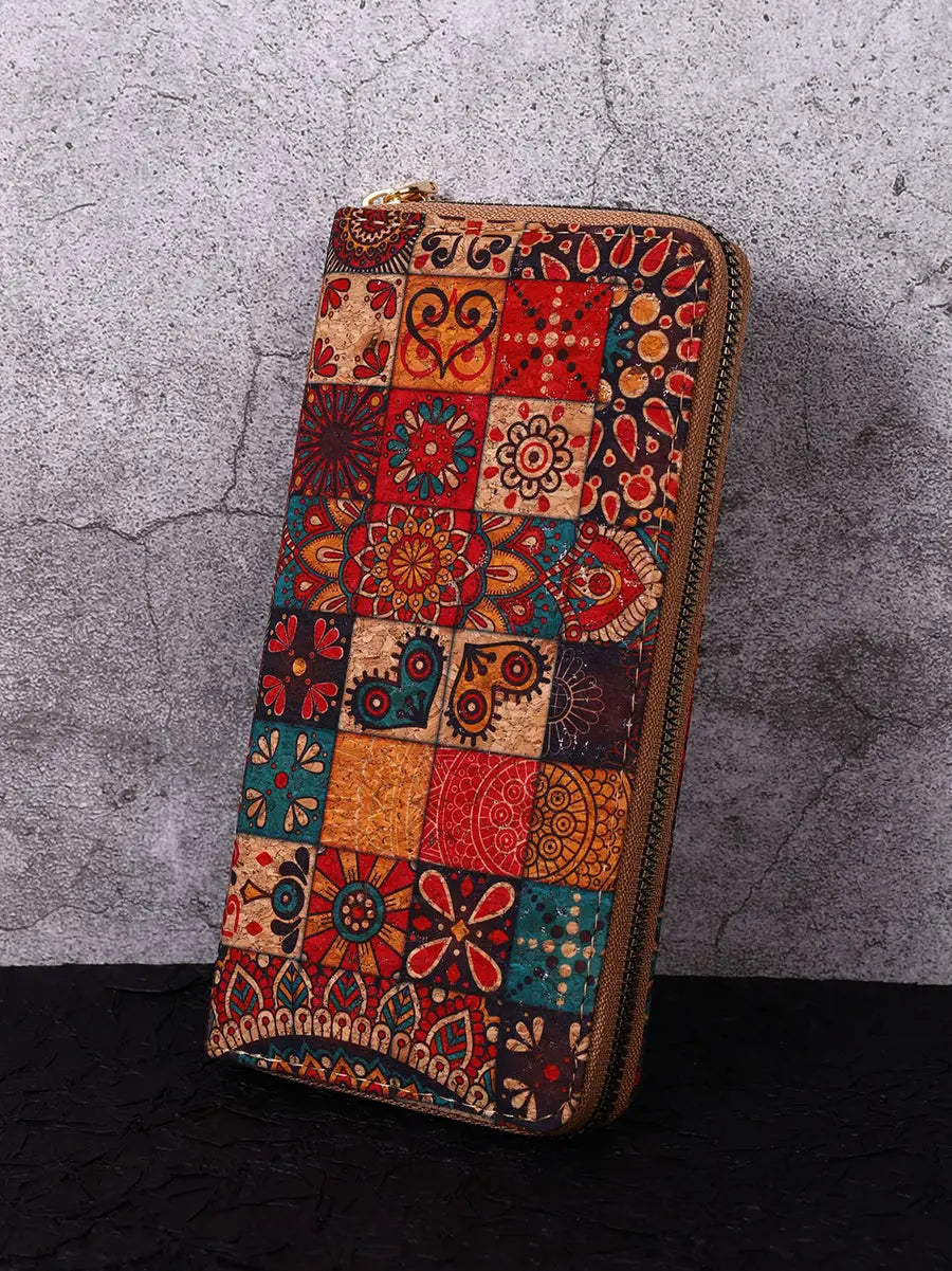 Vintage Flower Spliced Multifunction Bag Wallet Ada Fashion