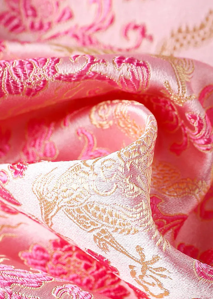 Vintage Pink Embroidered Button Patchwork Silk Waistcoat Sleeveless Ada Fashion