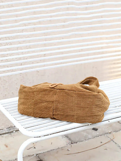 Vintage Solid Corduroy Large Capacity Shoulder Bag Ada Fashion