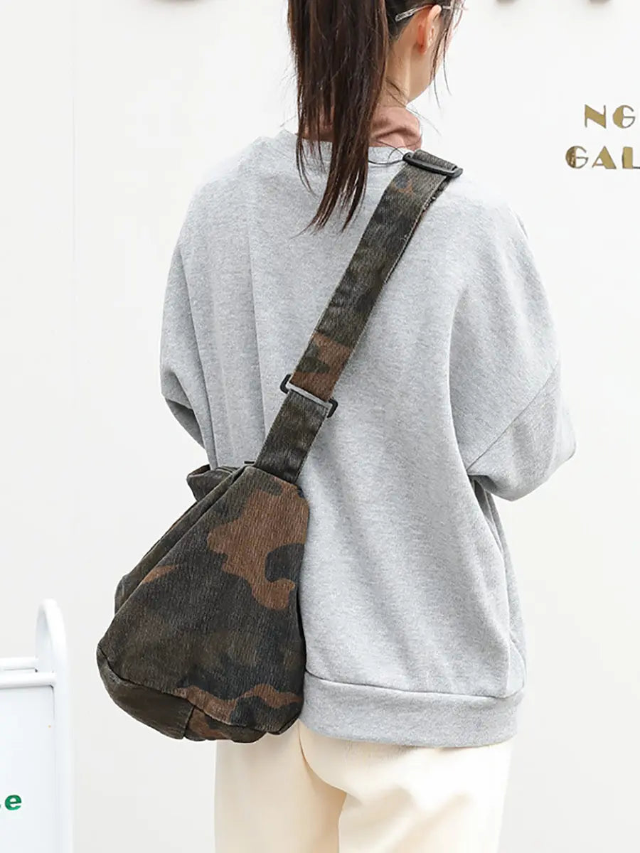 Women Artsy Camouflage Washed Shoulder Bag Crossbody Bag Ada Fashion