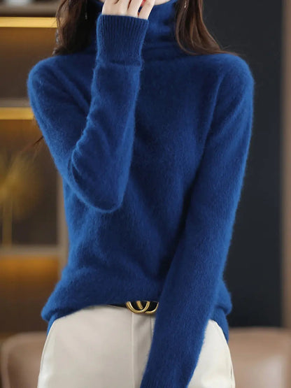 Women Casual Winter Solid Turtleneck Sweater Ada Fashion