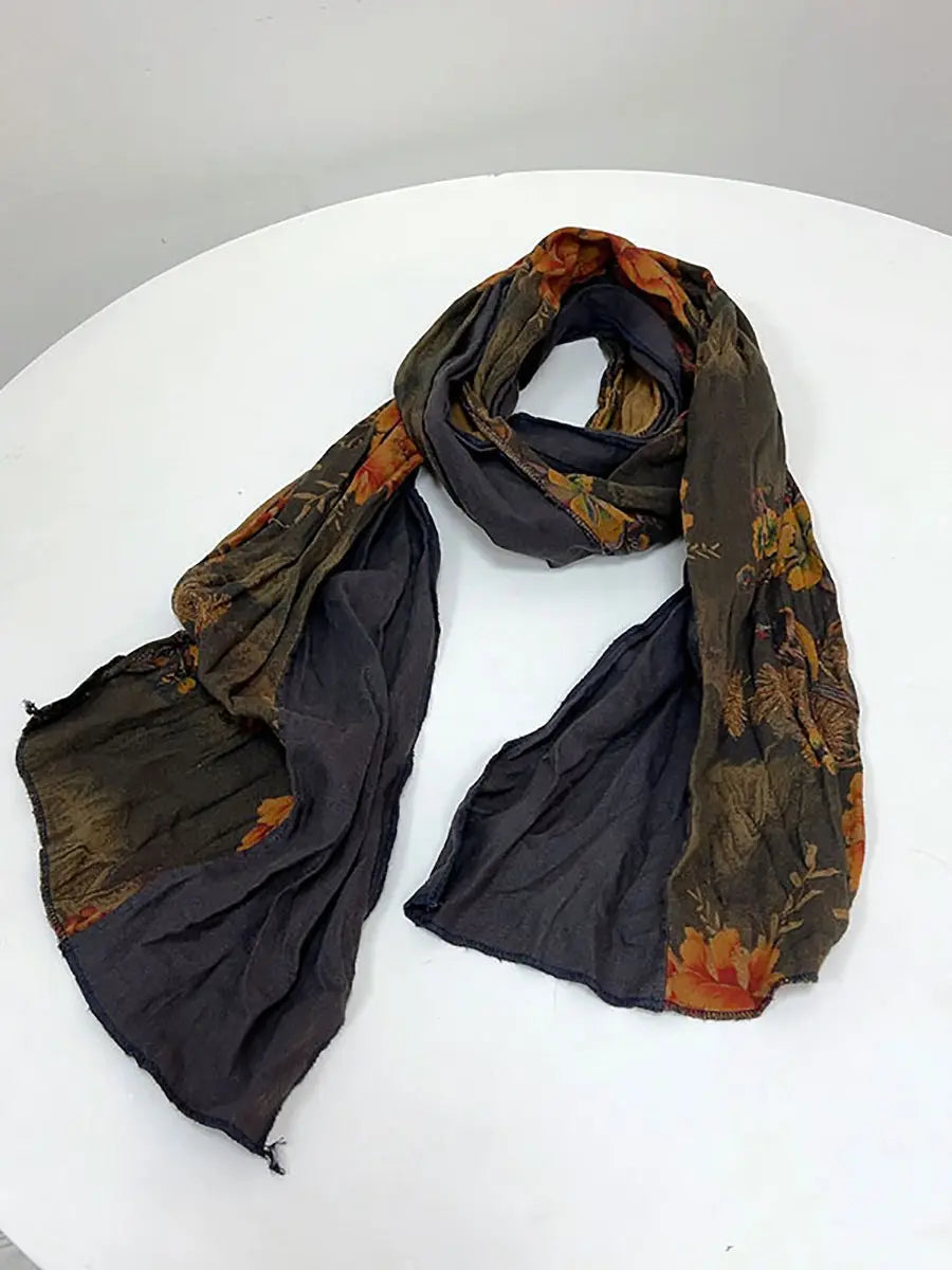 Women Ethnic Flower Tie-dye Autumn Scarf Ada Fashion