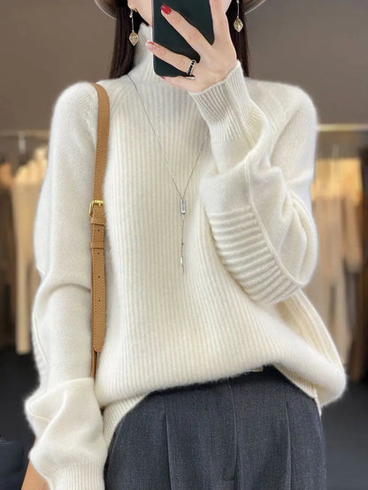 Women Fashion Winter Wool Turtleneck Solid Sweater Ada Fashion