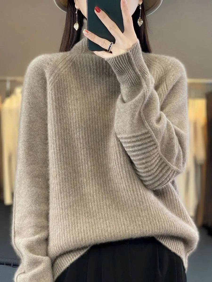 Women Fashion Winter Wool Turtleneck Solid Sweater Ada Fashion