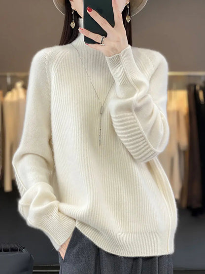 Women Fashion Winter Wool Turtleneck Solid Sweater Ada Fashion