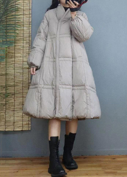 Women Red Button Patchwork Duck Down Long Coat Winter Ada Fashion