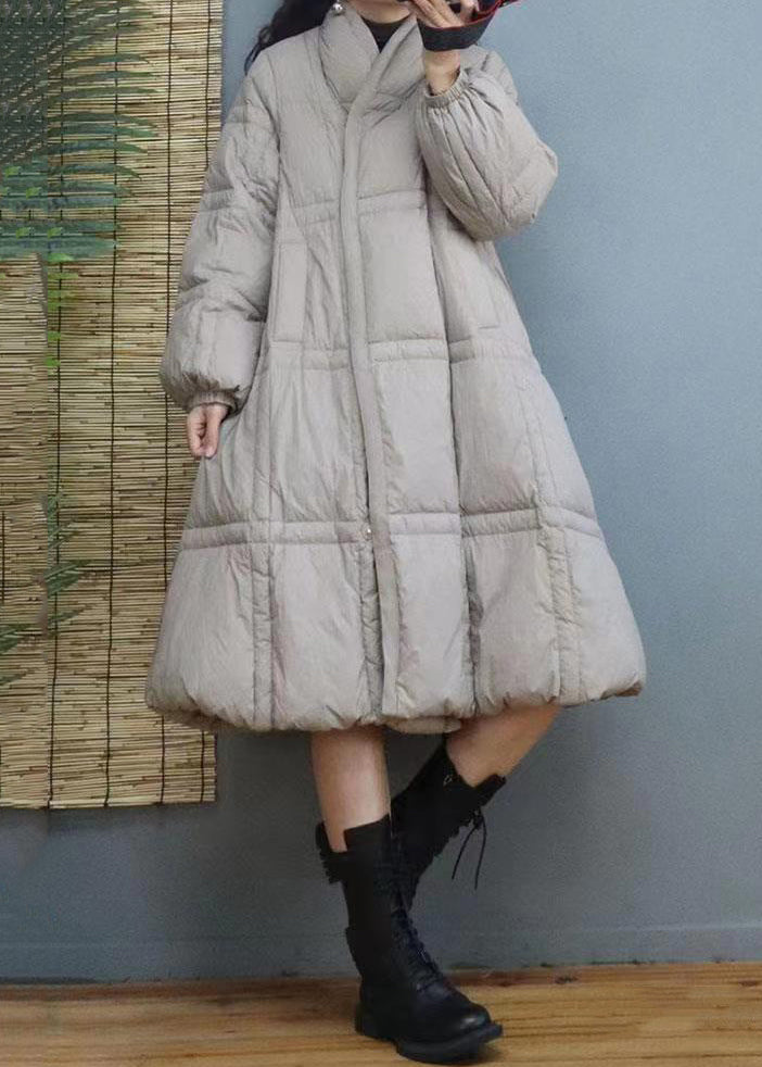 Women Red Button Patchwork Duck Down Long Coat Winter Ada Fashion