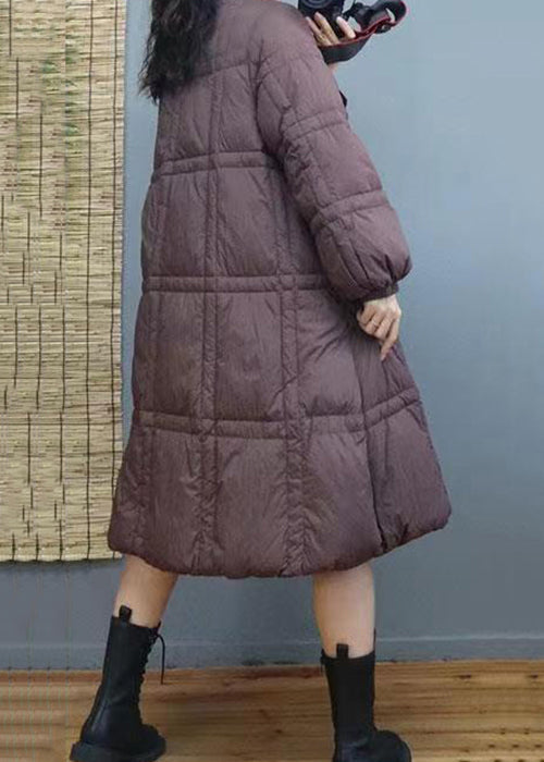 Women Red Button Patchwork Duck Down Long Coat Winter Ada Fashion