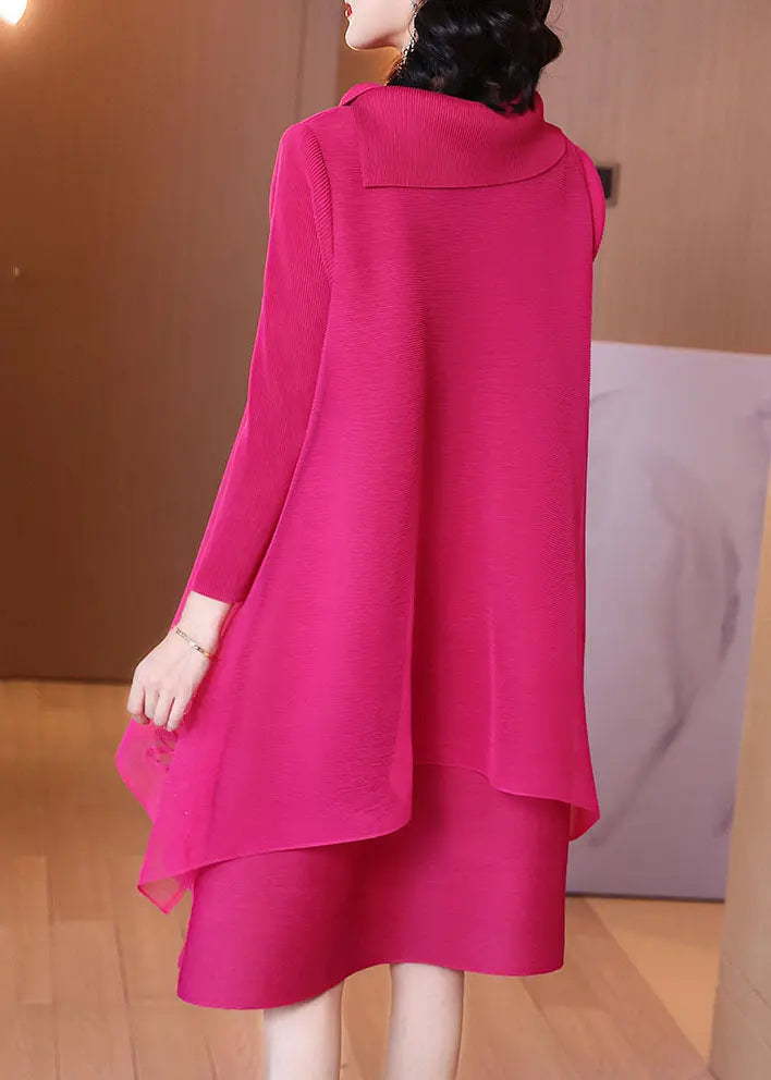 Women Rose Asymmetrical Patchwork Nail Bead Tulle Vacation Long Dresses Long Sleeve Ada Fashion