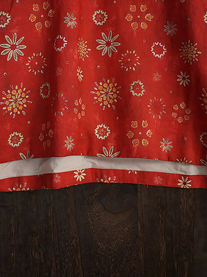 Women Spring Vintage Floral Ramie Padded Coat Ada Fashion