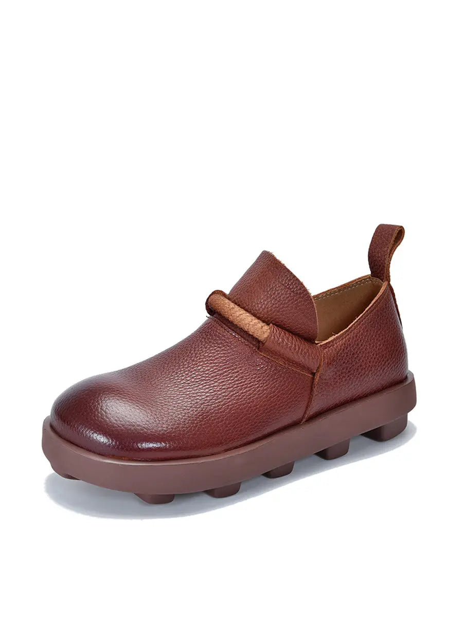 Women Spring Vintage Genuine Leather Solid Shoes Ada Fashion
