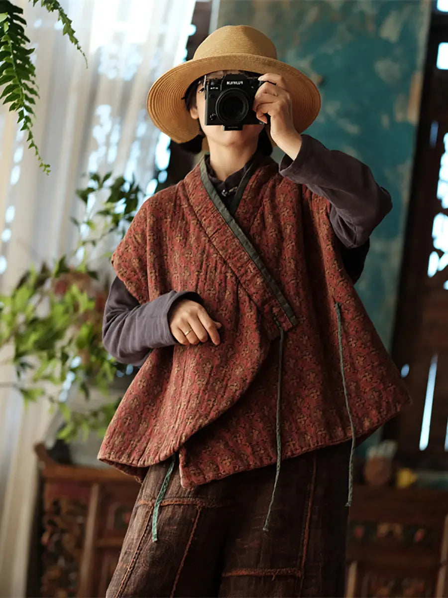Women Vintage Floral Cotton Vest Ada Fashion