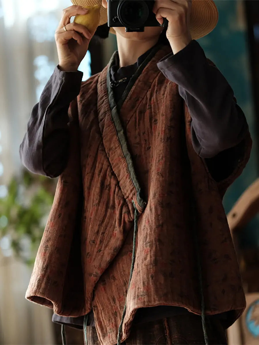 Women Vintage Floral Cotton Vest Ada Fashion