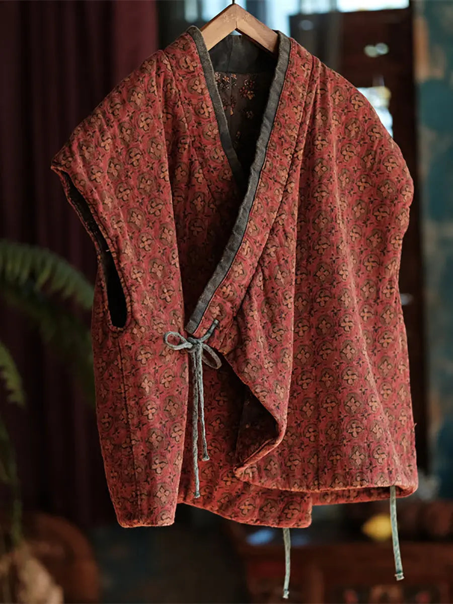 Women Vintage Floral Cotton Vest Ada Fashion