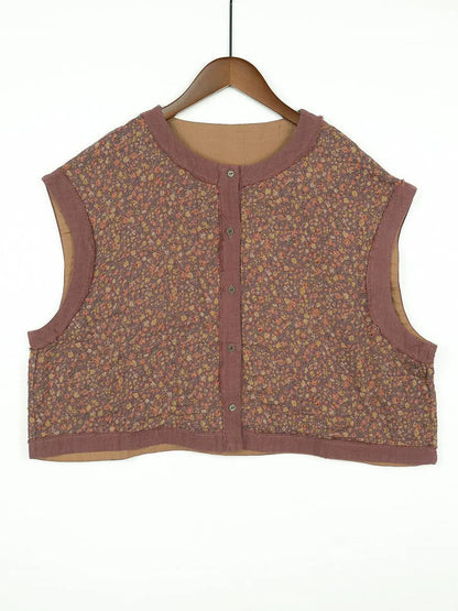 Women Vintage Floral Spliced Spring Cotton Vest Ada Fashion