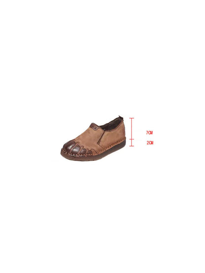 Women Vintage Leather Spliced Spring Flat Shoes Ada Fashion