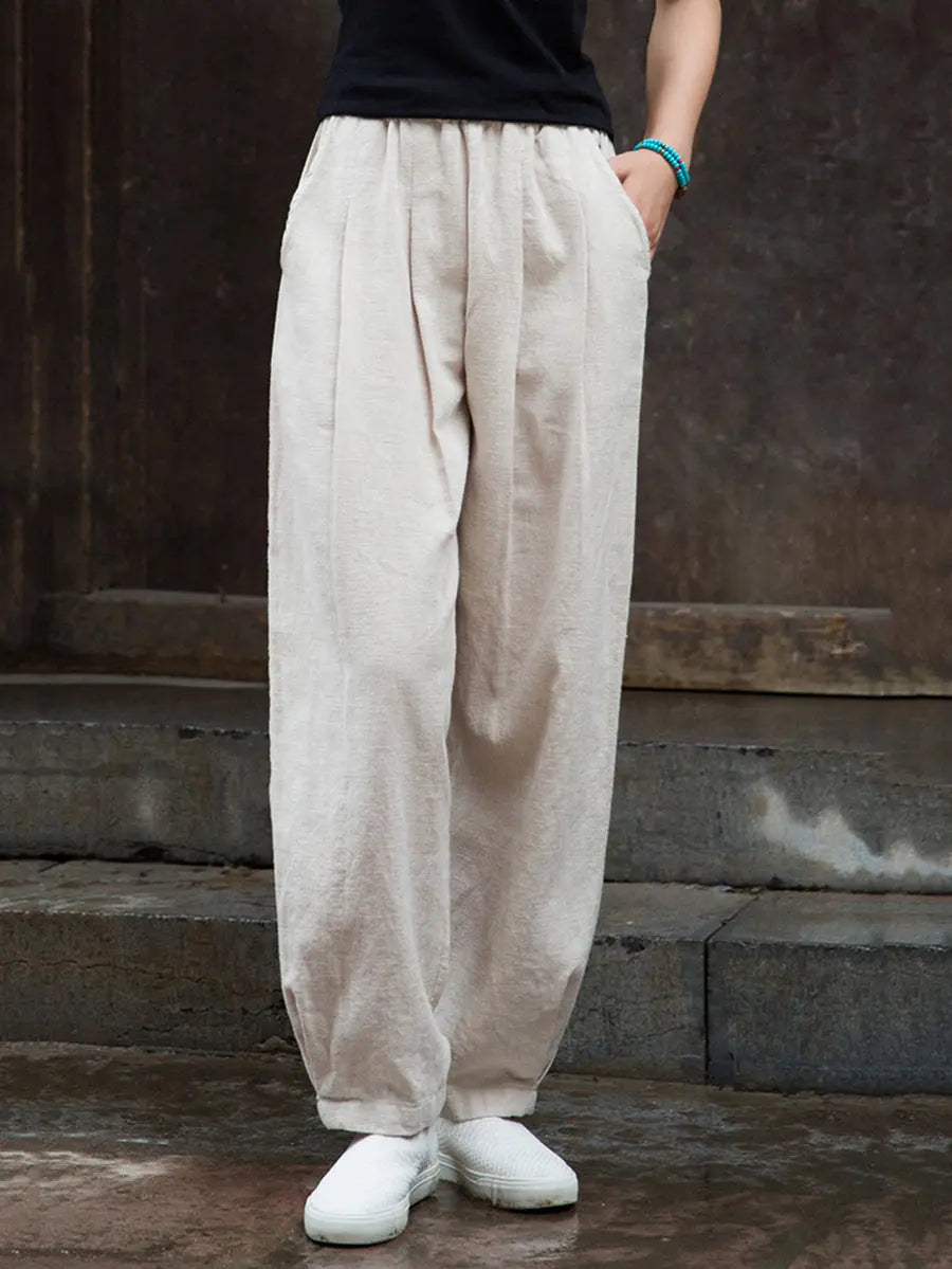 Women Vintage Vintage Solid Fleece-lined Pants Ada Fashion