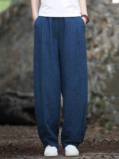 Women Vintage Vintage Solid Fleece-lined Pants Ada Fashion