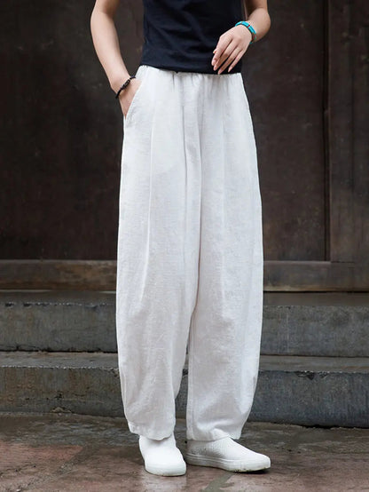 Women Vintage Vintage Solid Fleece-lined Pants Ada Fashion