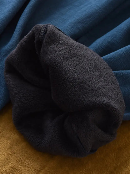 Women Vintage Vintage Solid Fleece-lined Pants Ada Fashion