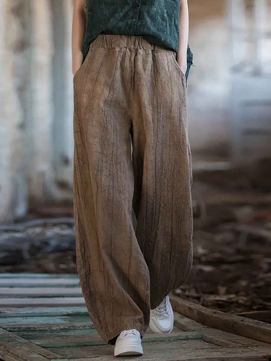 Women Vintage Winter Tie-dye Fleece-lined Harem Pants Ada Fashion