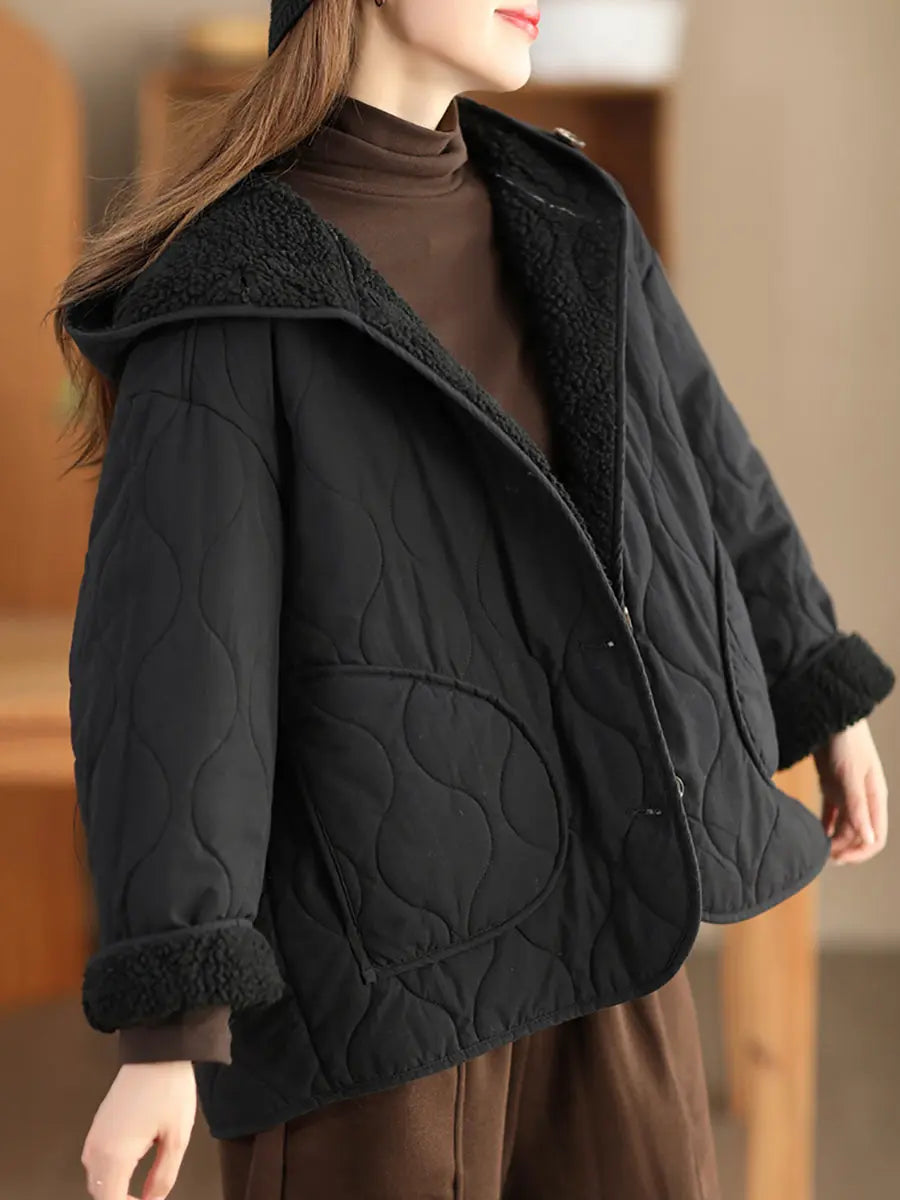 Women Winter Casual Fleece-lined Cotton Hooded Coat Ada Fashion