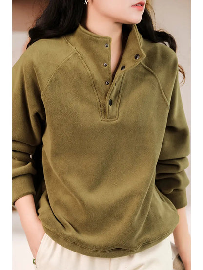 Women Winter Solid Warm Thicken Sweatshirt Ada Fashion