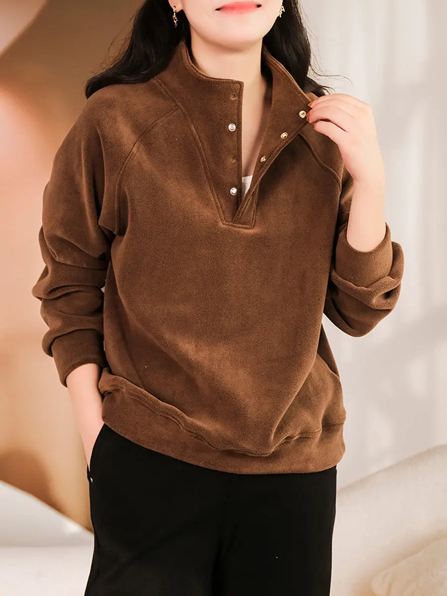 Women Winter Solid Warm Thicken Sweatshirt Ada Fashion