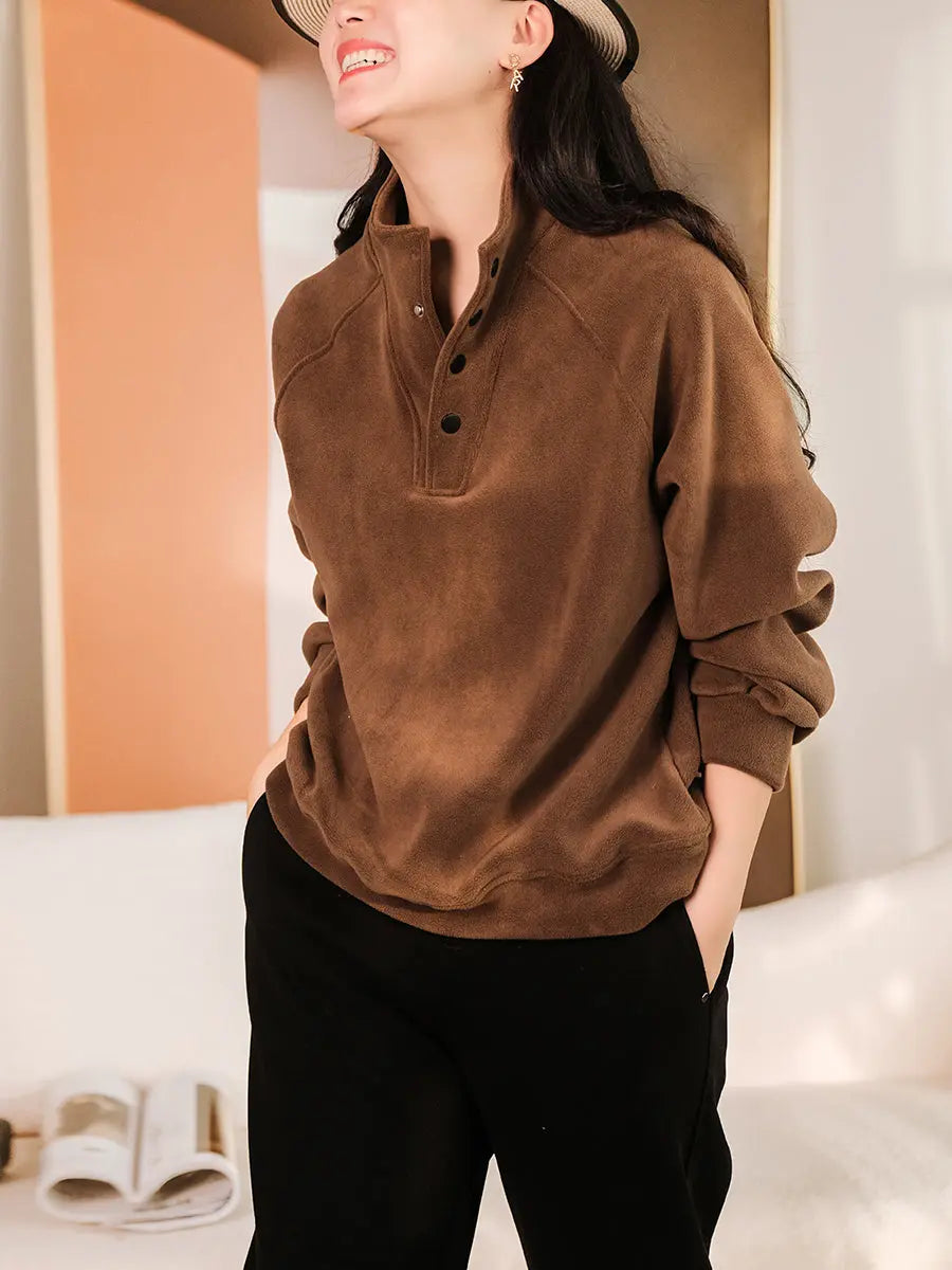 Women Winter Solid Warm Thicken Sweatshirt Ada Fashion