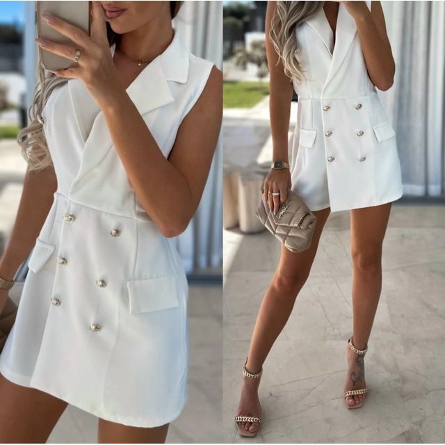 Sleeveless Notch Lapel Romper YS10012