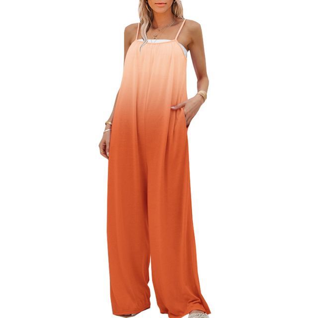 Jumpsuit mit weitem Bein und Spaghettiträgern mit Farbverlauf YR4066