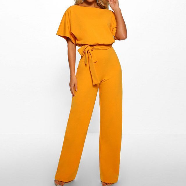 Short-Sleeve Tie-Waist Jumpsuit vb37