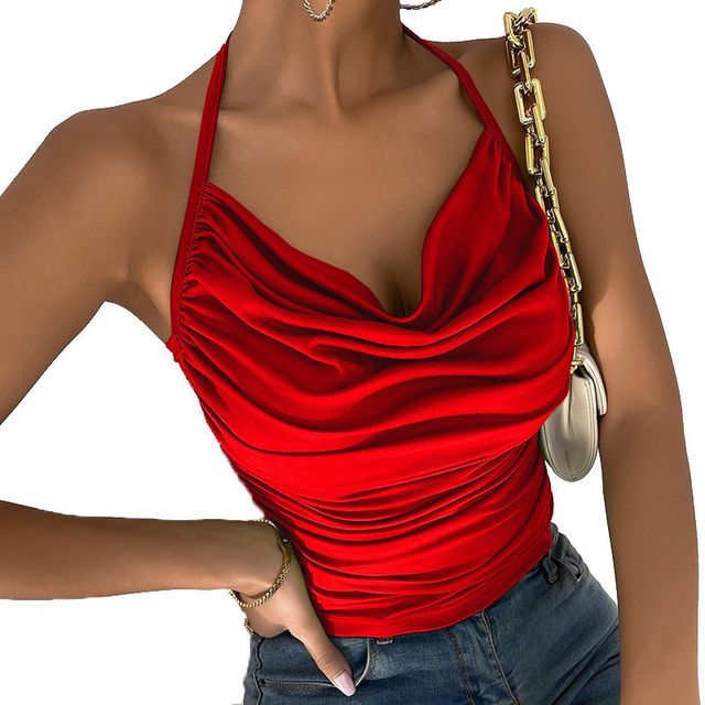 Neckholder-Camisole-Top mit Drapierung CG9