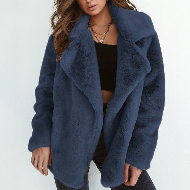 Open Front Plain Fluffy Jacket CG24